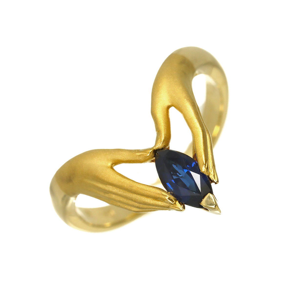 Sapphire Ring K18 YG 750 Size6(US)