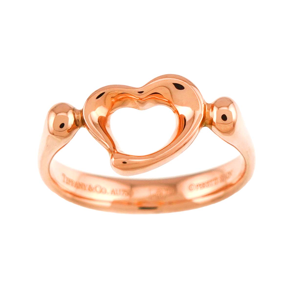 Open Heart Ring 18K Pink Gold 750 size4.5-4.75(US)