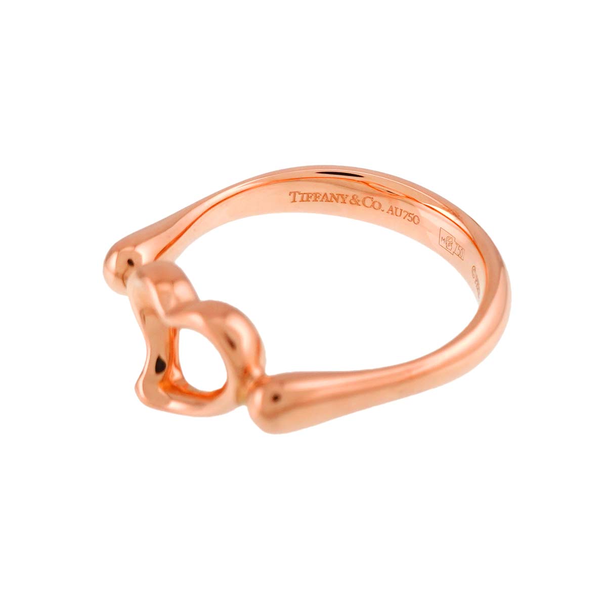 Open Heart Ring 18K Pink Gold 750 size4.5-4.75(US)