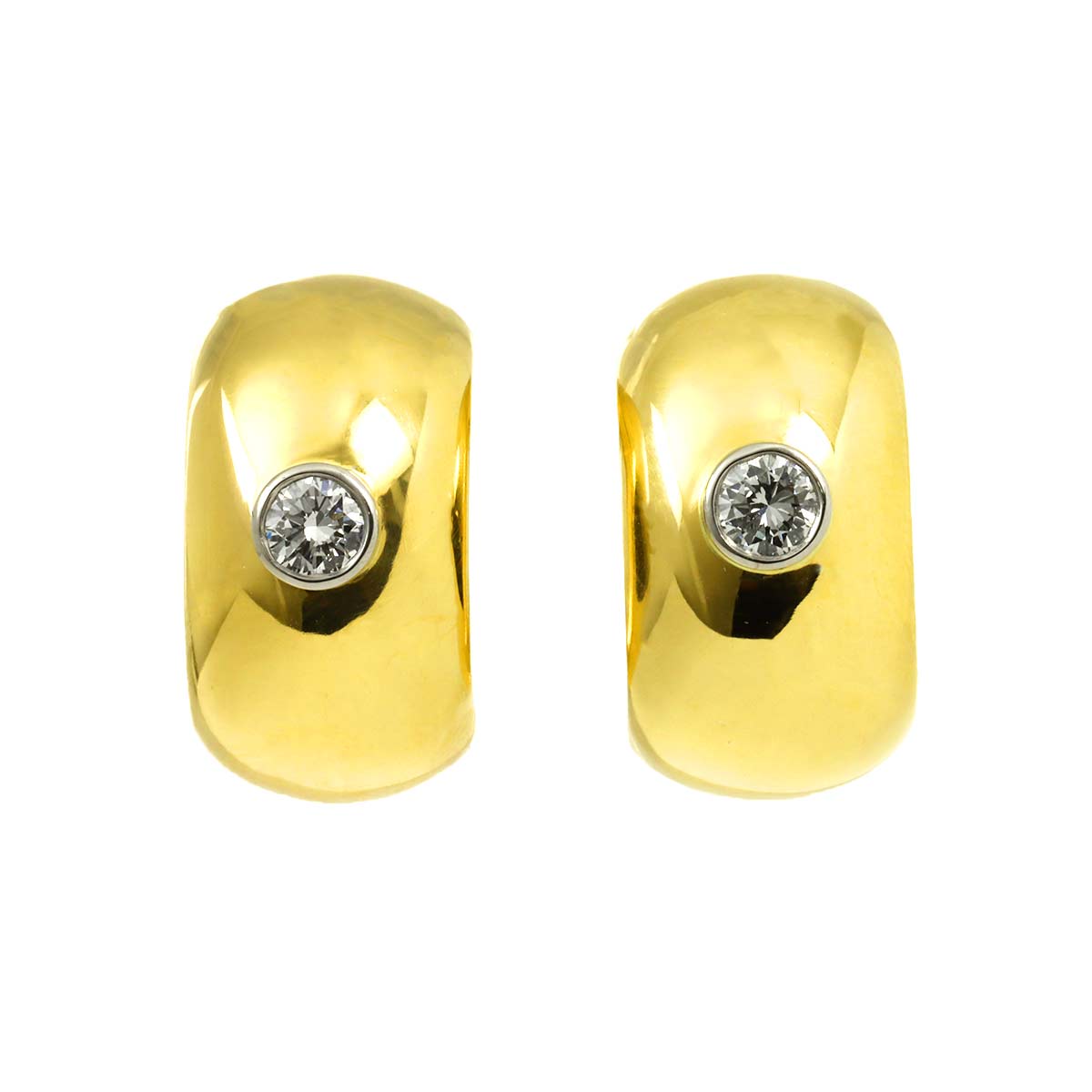 Diamond Earrings Clip on 18K Yellow Gold 750