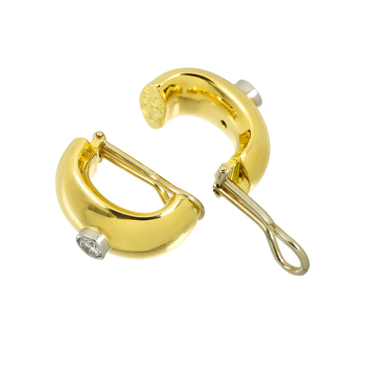 Diamond Earrings Clip on 18K Yellow Gold 750
