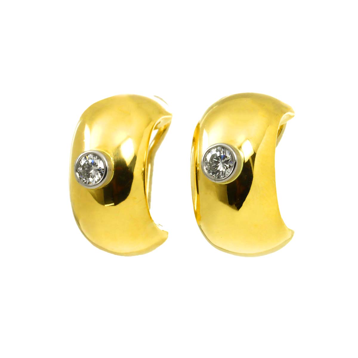 Diamond Earrings Clip on 18K Yellow Gold 750