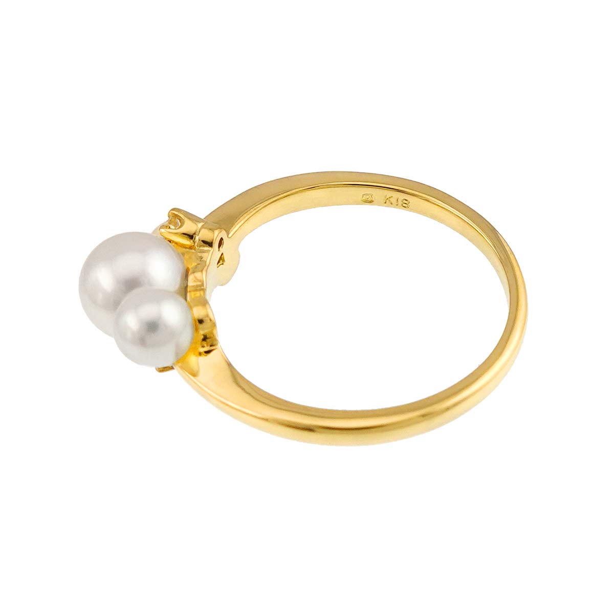 Akoya Pearl Diamond Ring 18K YG 750 Size6.25-6.5(US)
