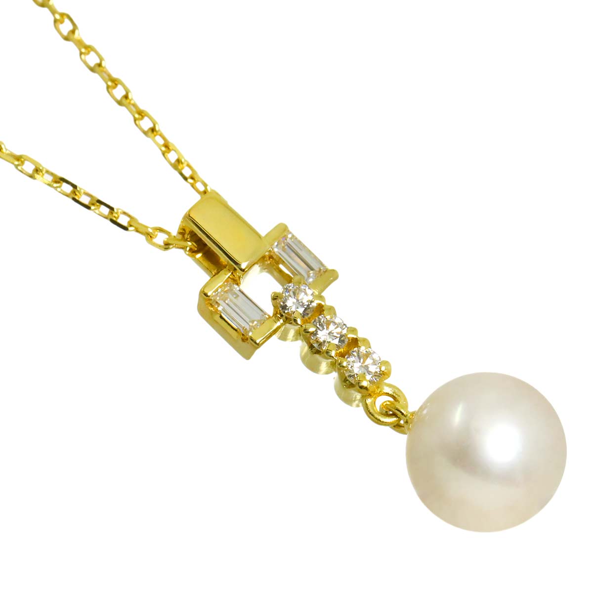 Akoya Pearl 8.1mm Diamond Necklace 18K YG 750