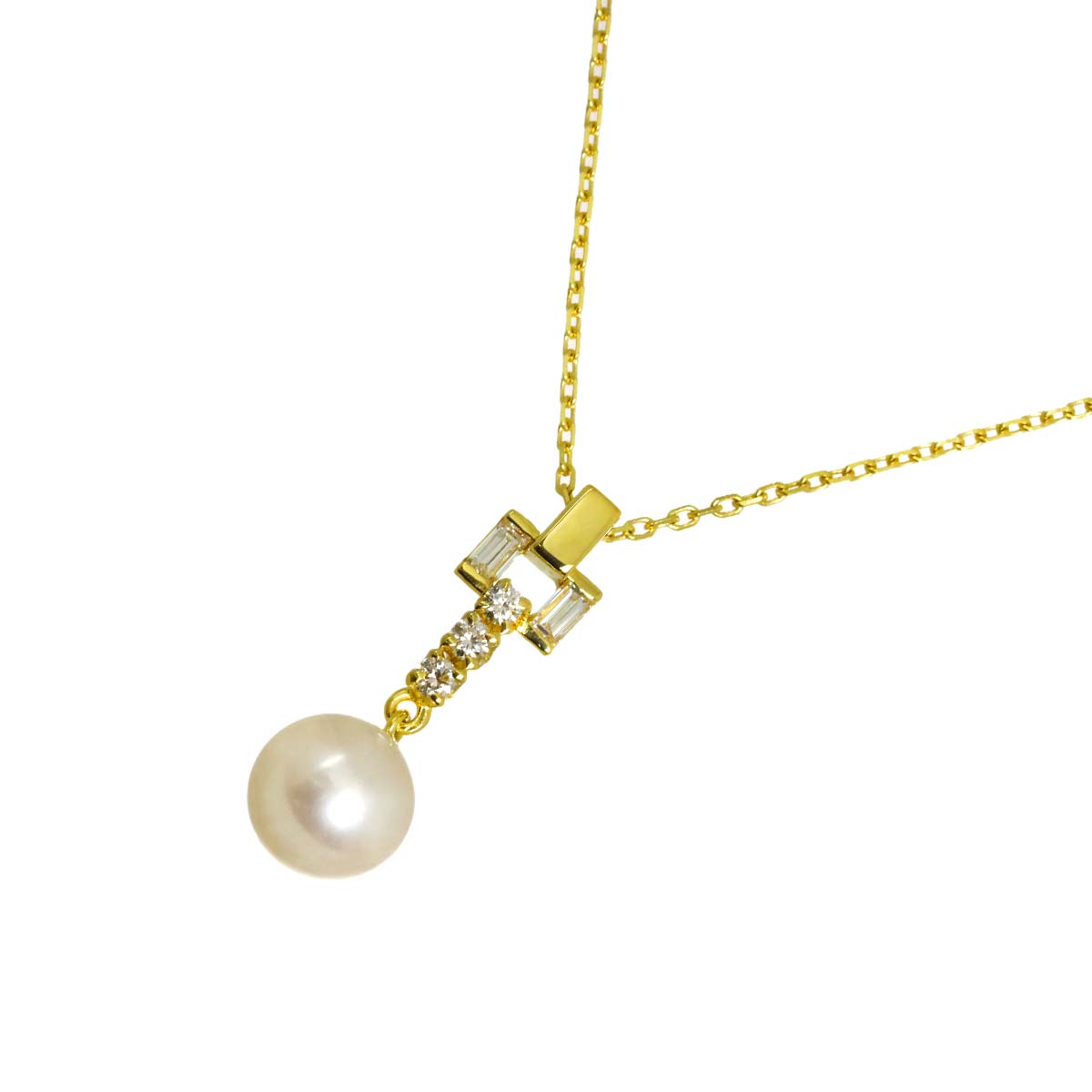 Akoya Pearl 8.1mm Diamond Necklace 18K YG 750