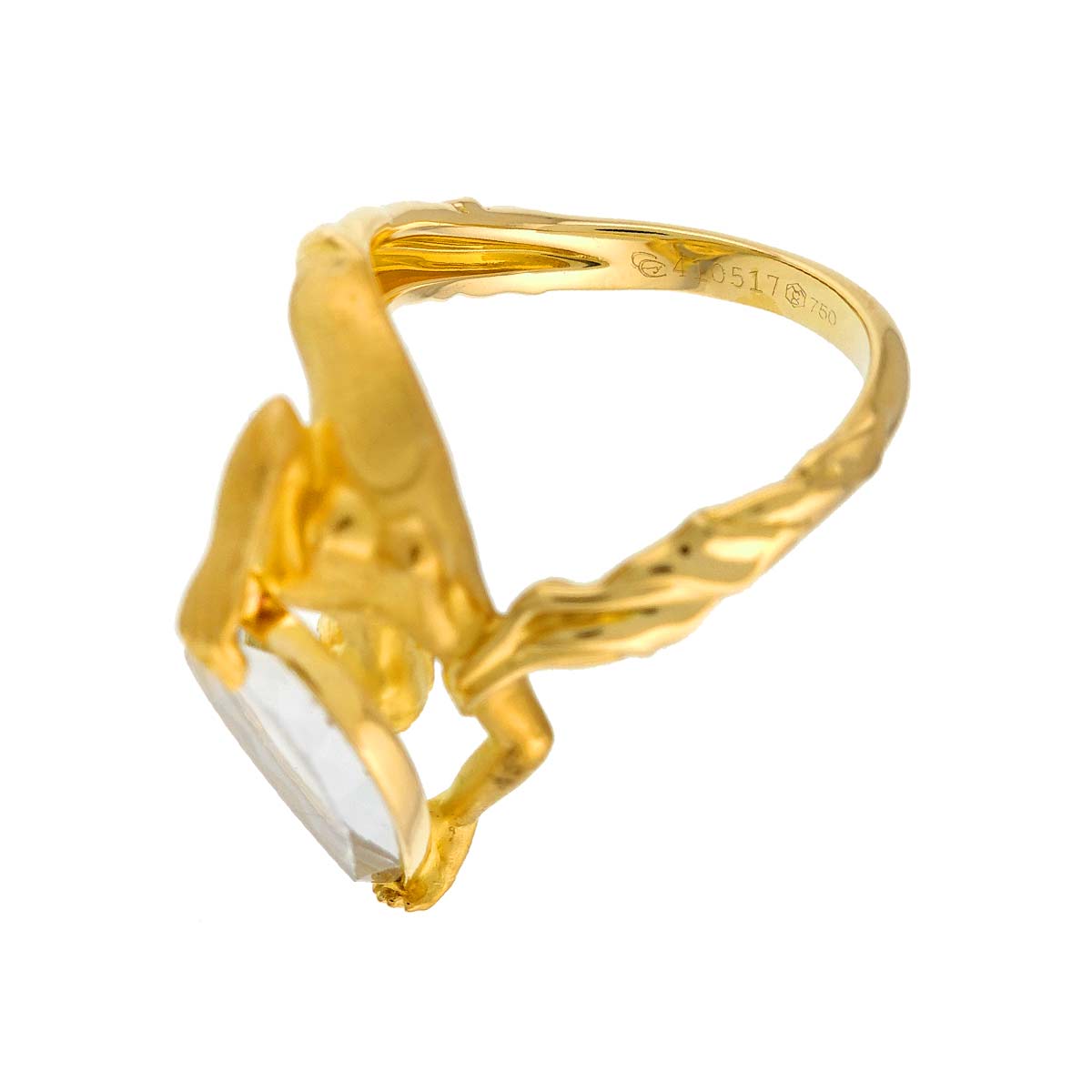 crystal Ring K18 YG 750 Size6(US)