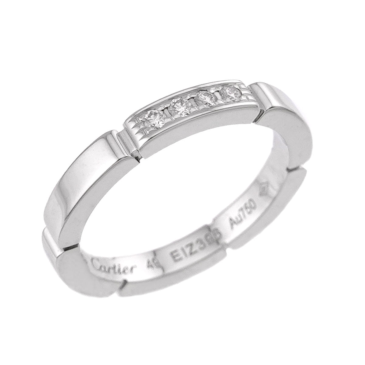Maillon Panthere Diamond Ring 18K WG 750 Size49 4.75-5(US)