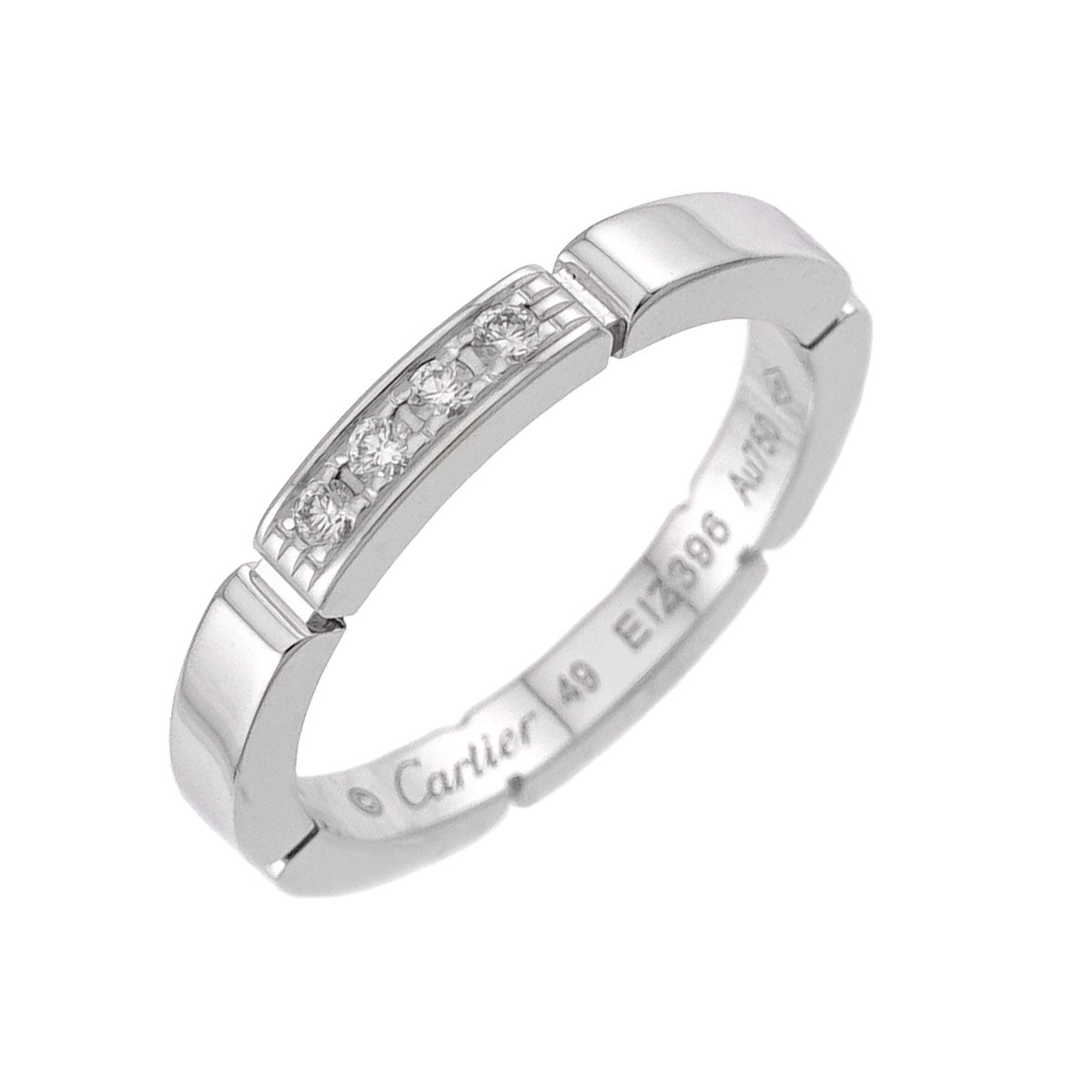 Maillon Panthere Diamond Ring 18K WG 750 Size49 4.75-5(US)