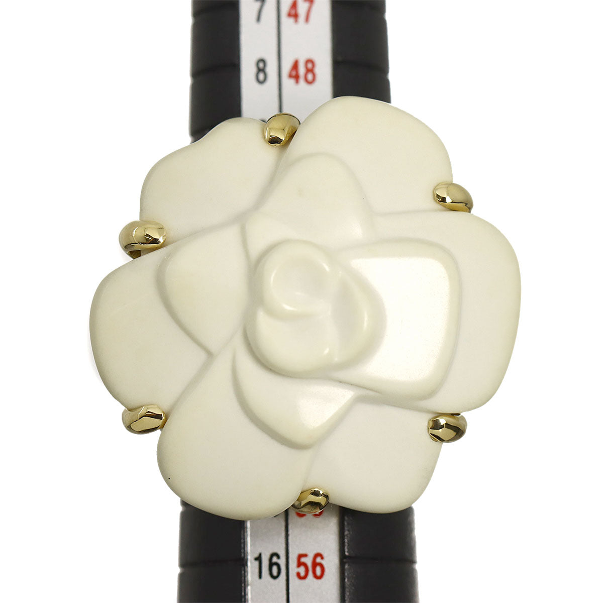 Camellia Cacholong Ring 18K YG 750 Size6-6.25(US)
