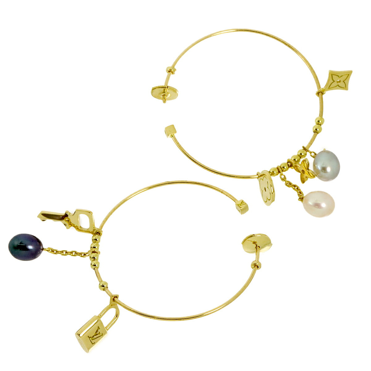 Hoop Freshwater pearl Earrings Pierced 18K YG 750