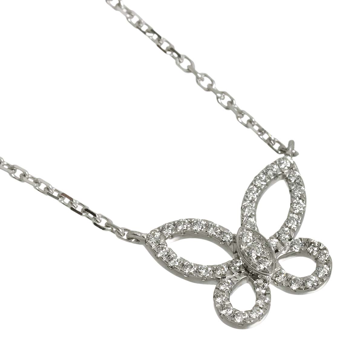 Mini Butterfly Silhouette Diamond Necklace 18K WG 750