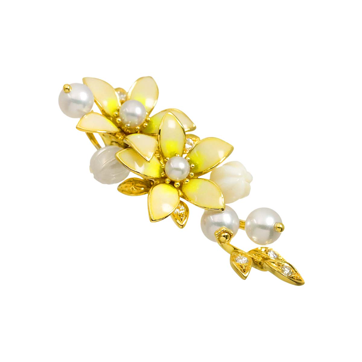 Akoya Pearl 5.3-3.3mm Diamond Pendant Top 18K YG 750