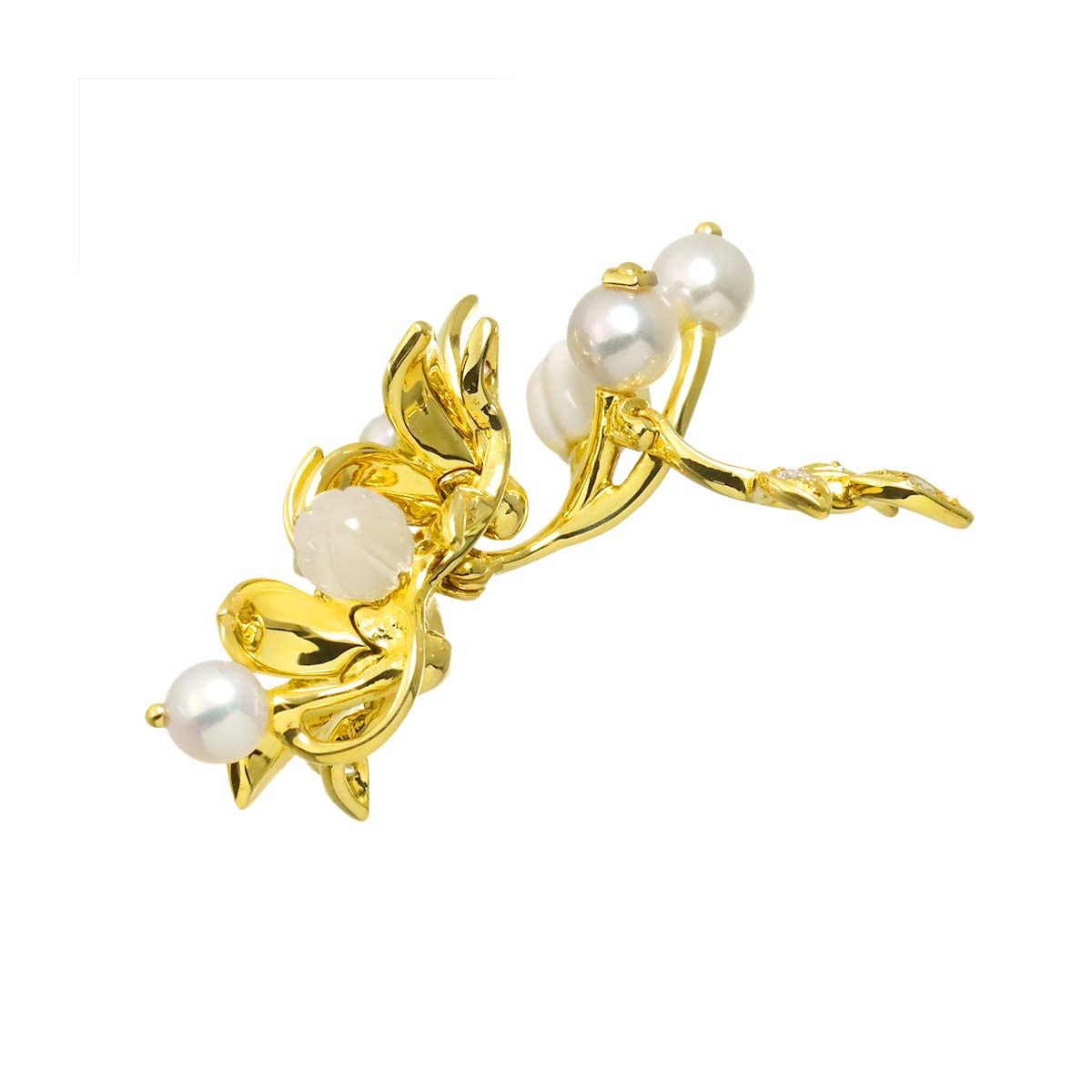 Akoya Pearl 5.3-3.3mm Diamond Pendant Top 18K YG 750