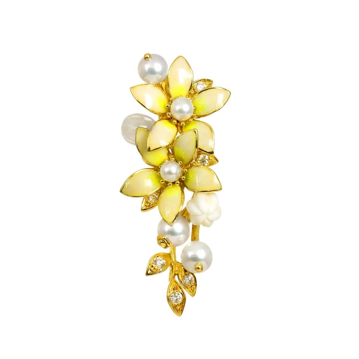 Akoya Pearl 5.3-3.3mm Diamond Pendant Top 18K YG 750
