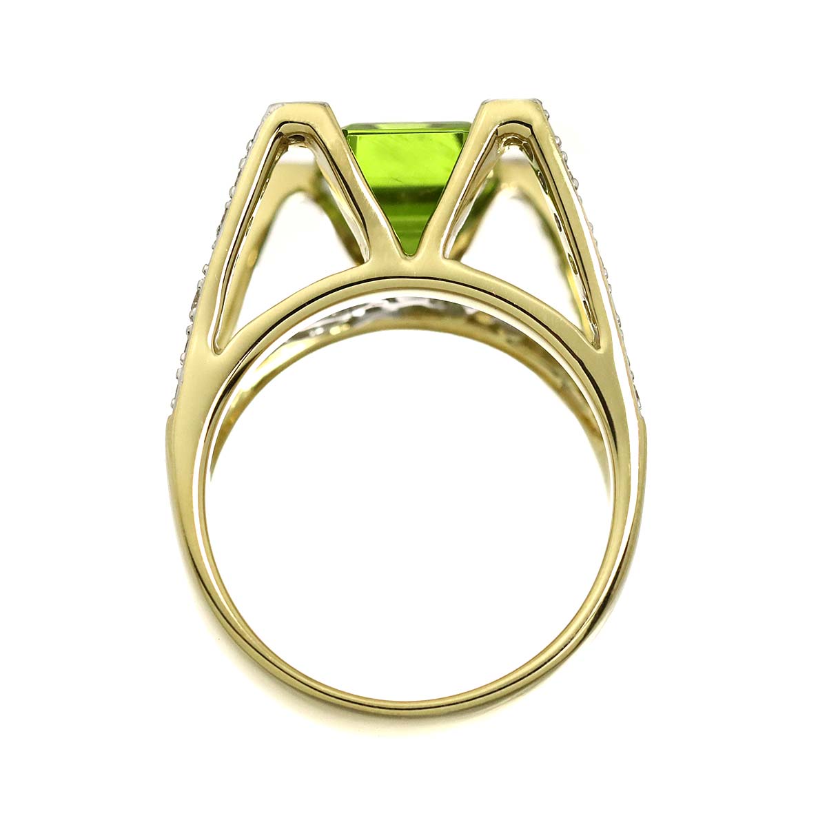 Peridot Diamond 0.52ct Ring 18K YG WG 750 Size6-6.25(US)