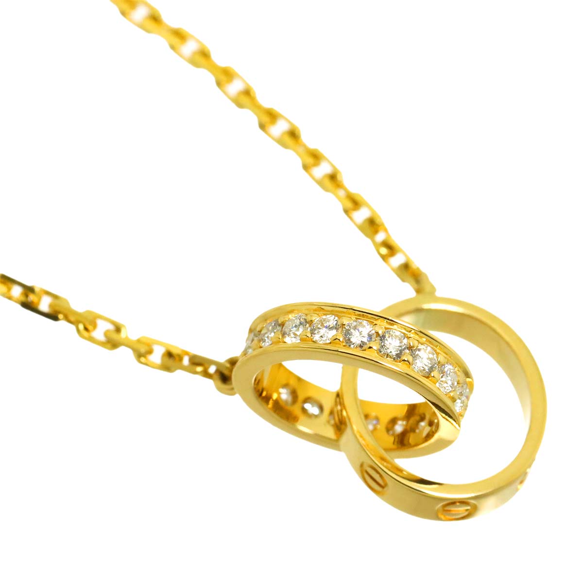Baby Love semi pave Diamond Necklace 18K YG Yellow Gold 750