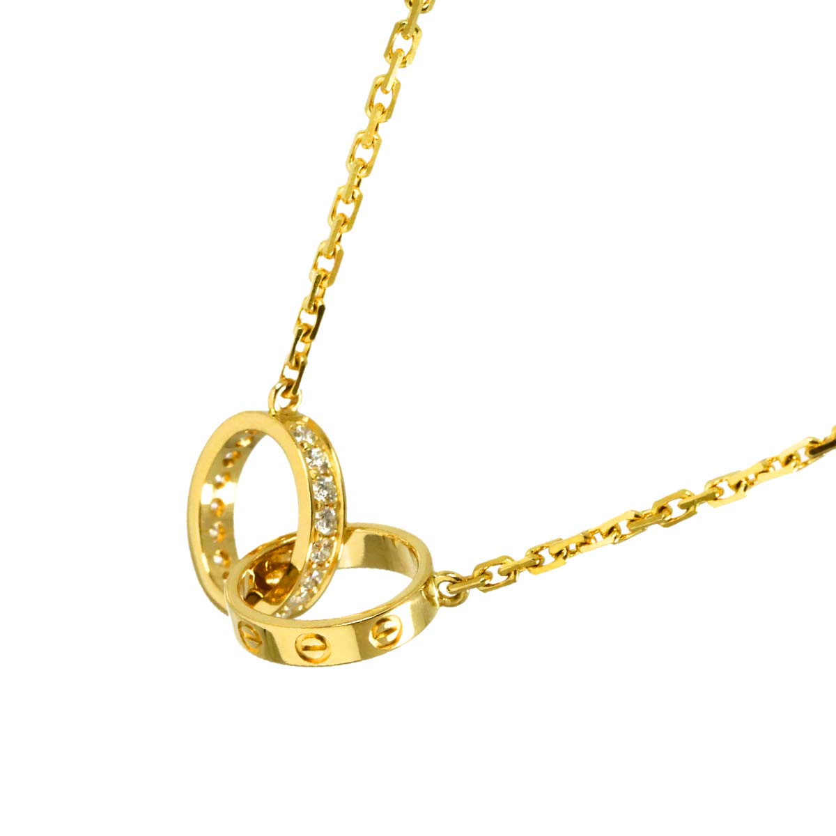 Baby Love semi pave Diamond Necklace 18K YG Yellow Gold 750