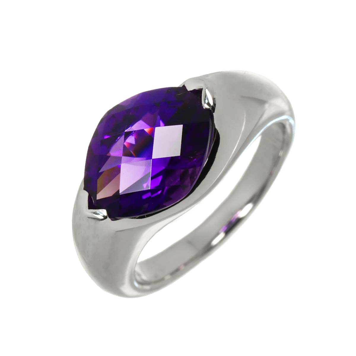 Amethyst Ring 18K WG 750 size5.25(US)