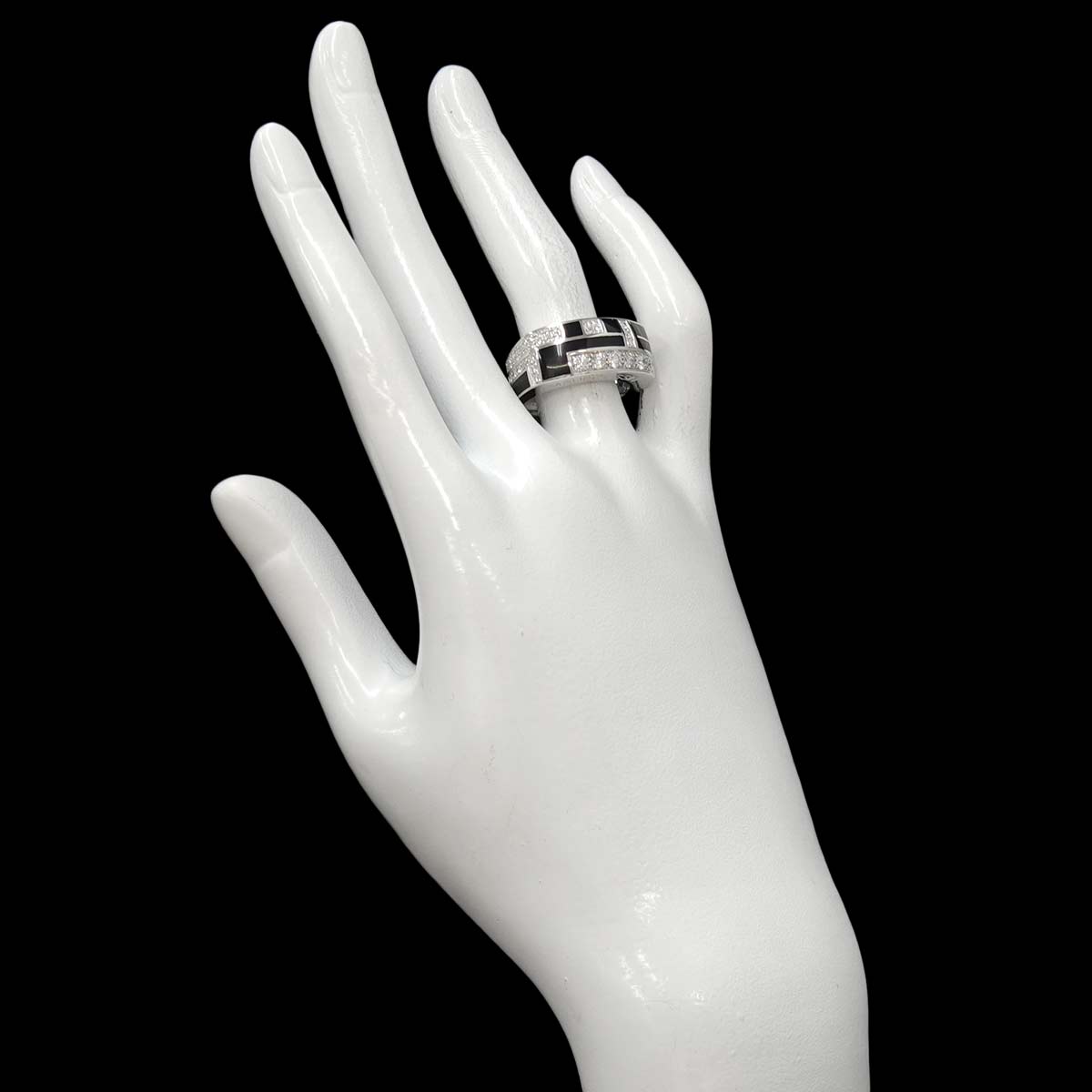 Diamond Enamel Ring 18K WG 750 size7.25(US)