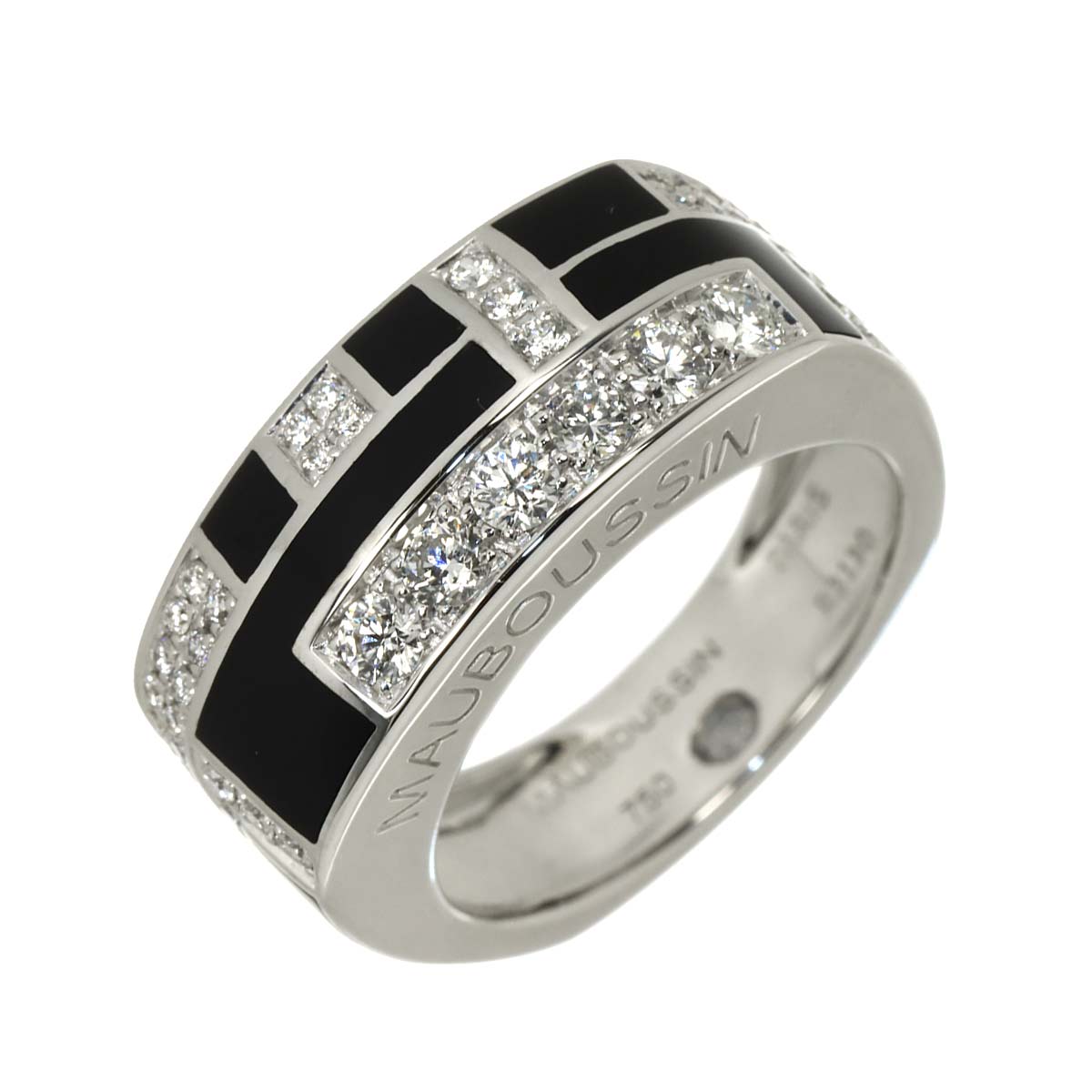 Diamond Enamel Ring 18K WG 750 size7.25(US)