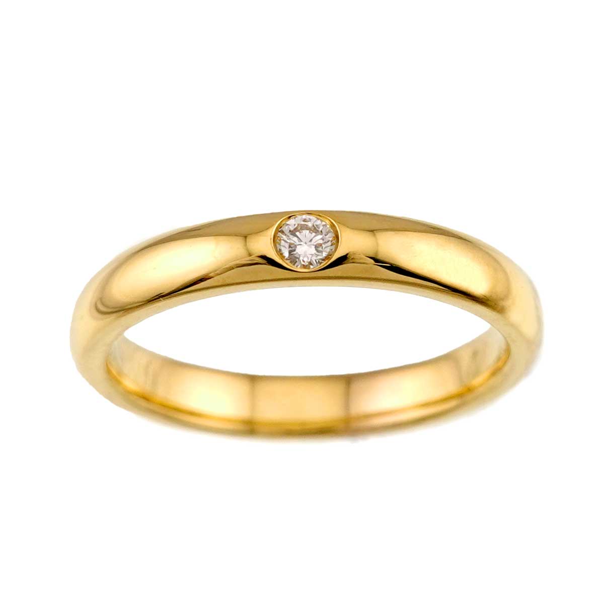 Round Cut Diamond Ring 18K YG 750 Size4.5(US)