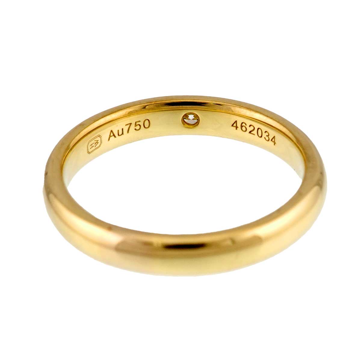 Round Cut Diamond Ring 18K YG 750 Size4.5(US)
