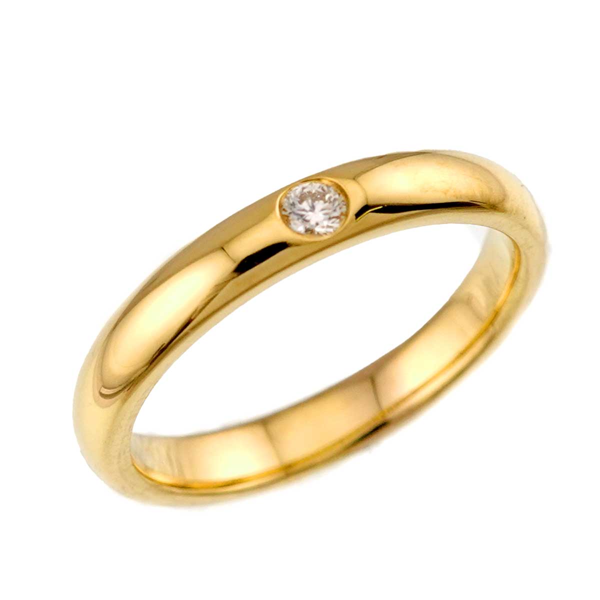 Round Cut Diamond Ring 18K YG 750 Size4.5(US)