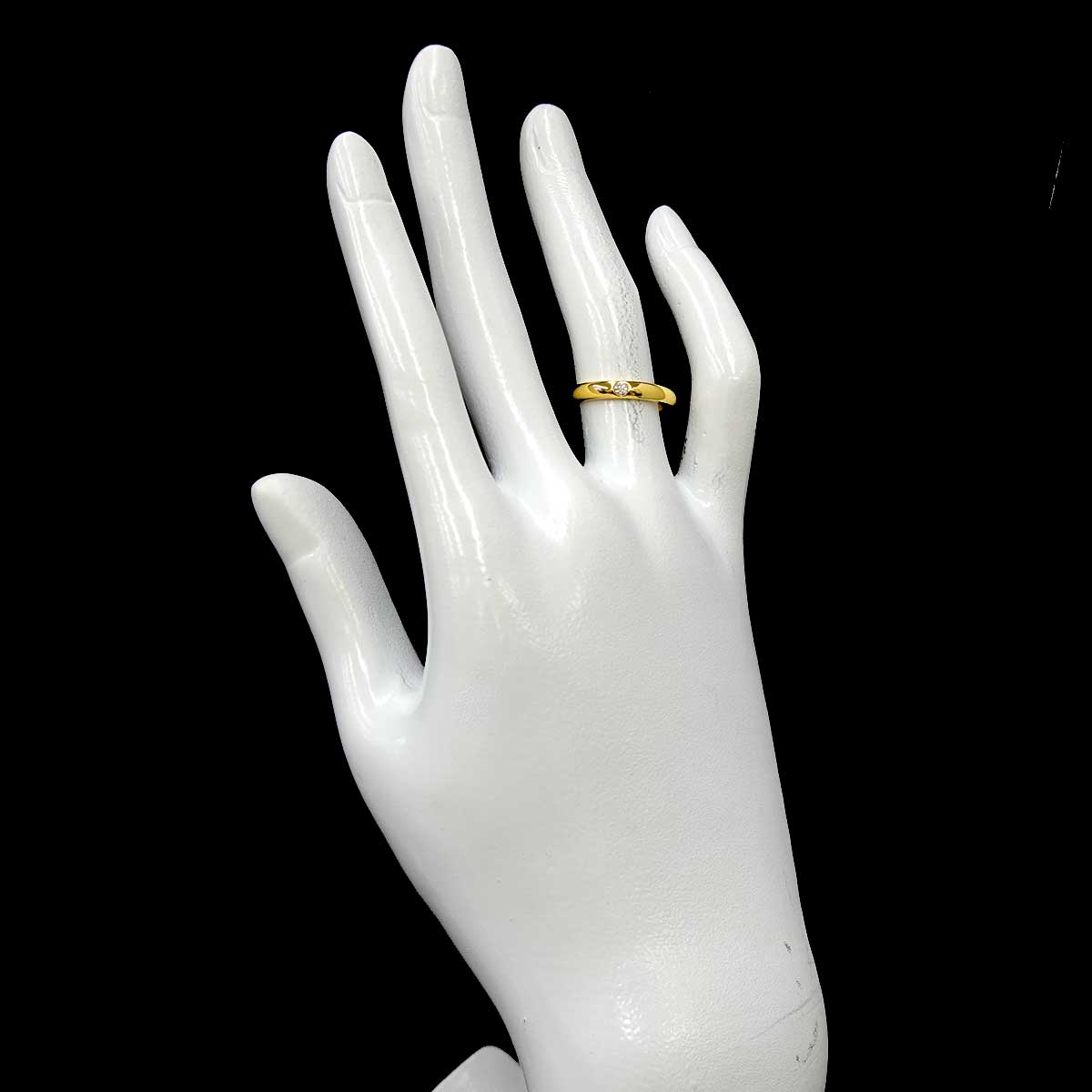 Round Cut Diamond Ring 18K YG 750 Size4.5(US)