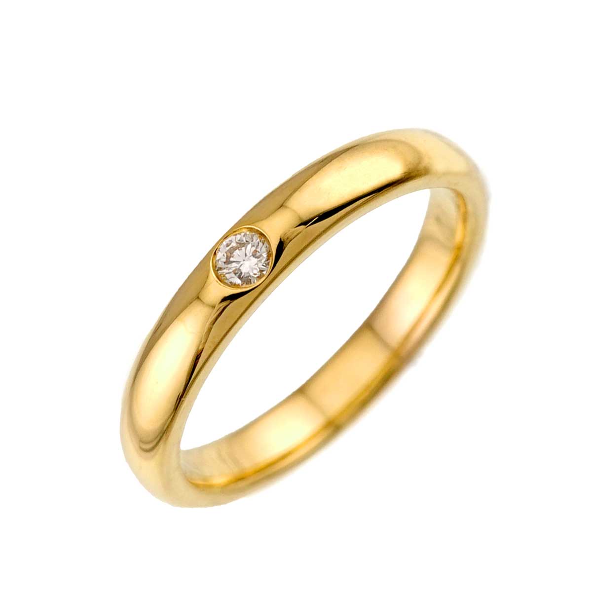 Round Cut Diamond Ring 18K YG 750 Size4.5(US)