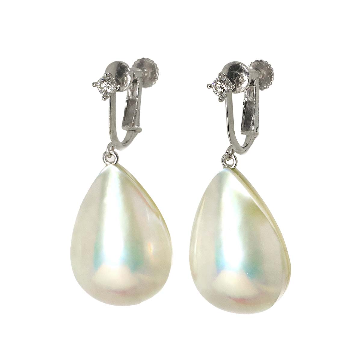 Mabe Pearl Diamond 0.06/0.06ct Earrings Clip on 18K WG 750