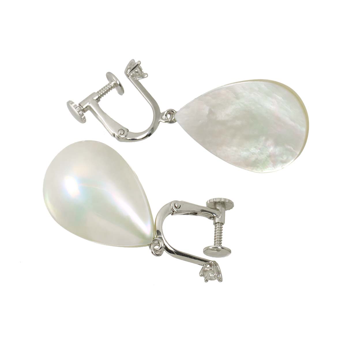 Mabe Pearl Diamond 0.06/0.06ct Earrings Clip on 18K WG 750