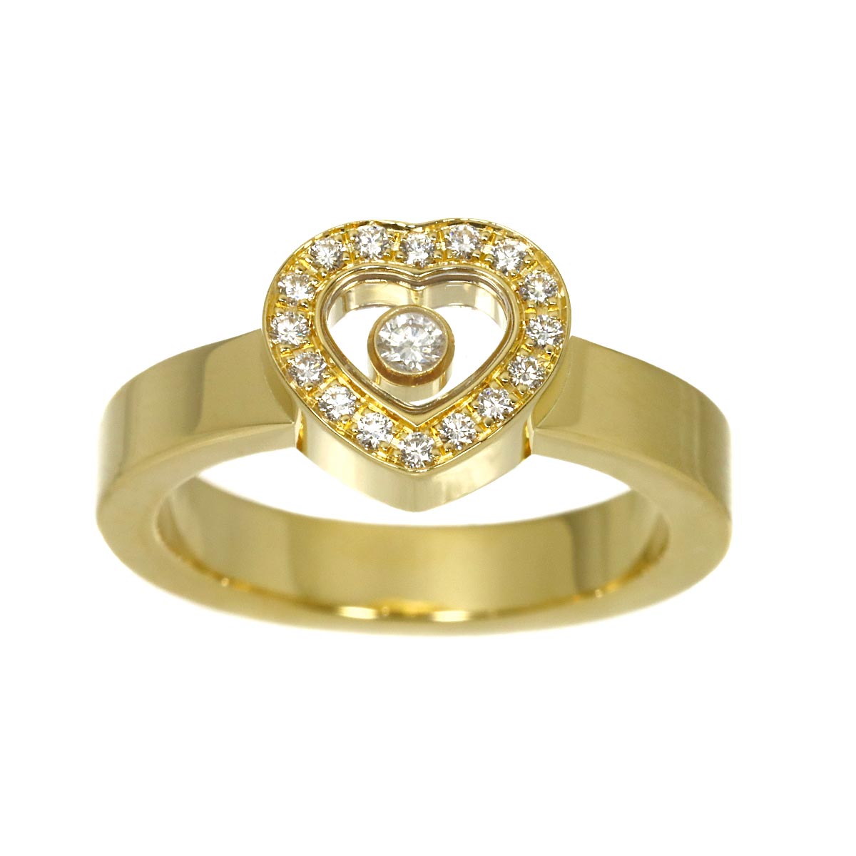 Happy Diamond Heart Ring 18K YG 750 Size4.75-5(US)