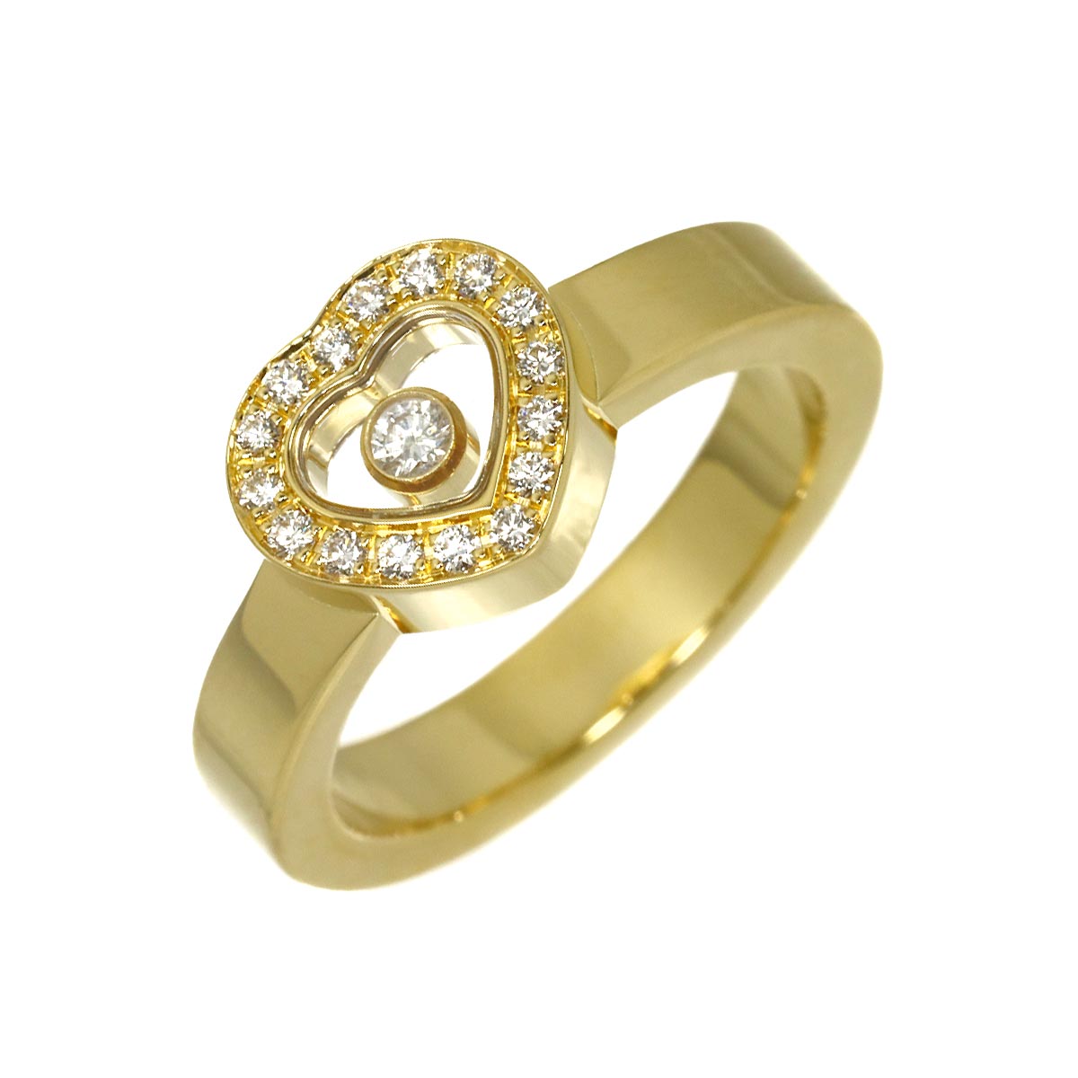 Happy Diamond Heart Ring 18K YG 750 Size4.75-5(US)