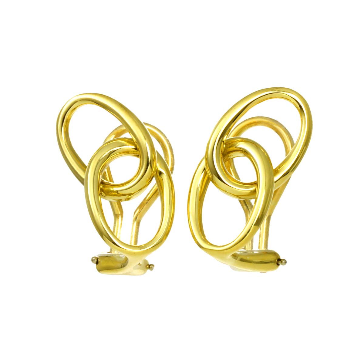 Double loop Earrings Clip on 18K Yellow Gold 750