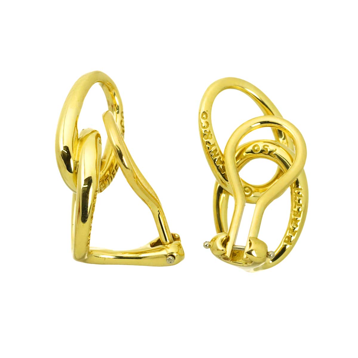 Double loop Earrings Clip on 18K Yellow Gold 750