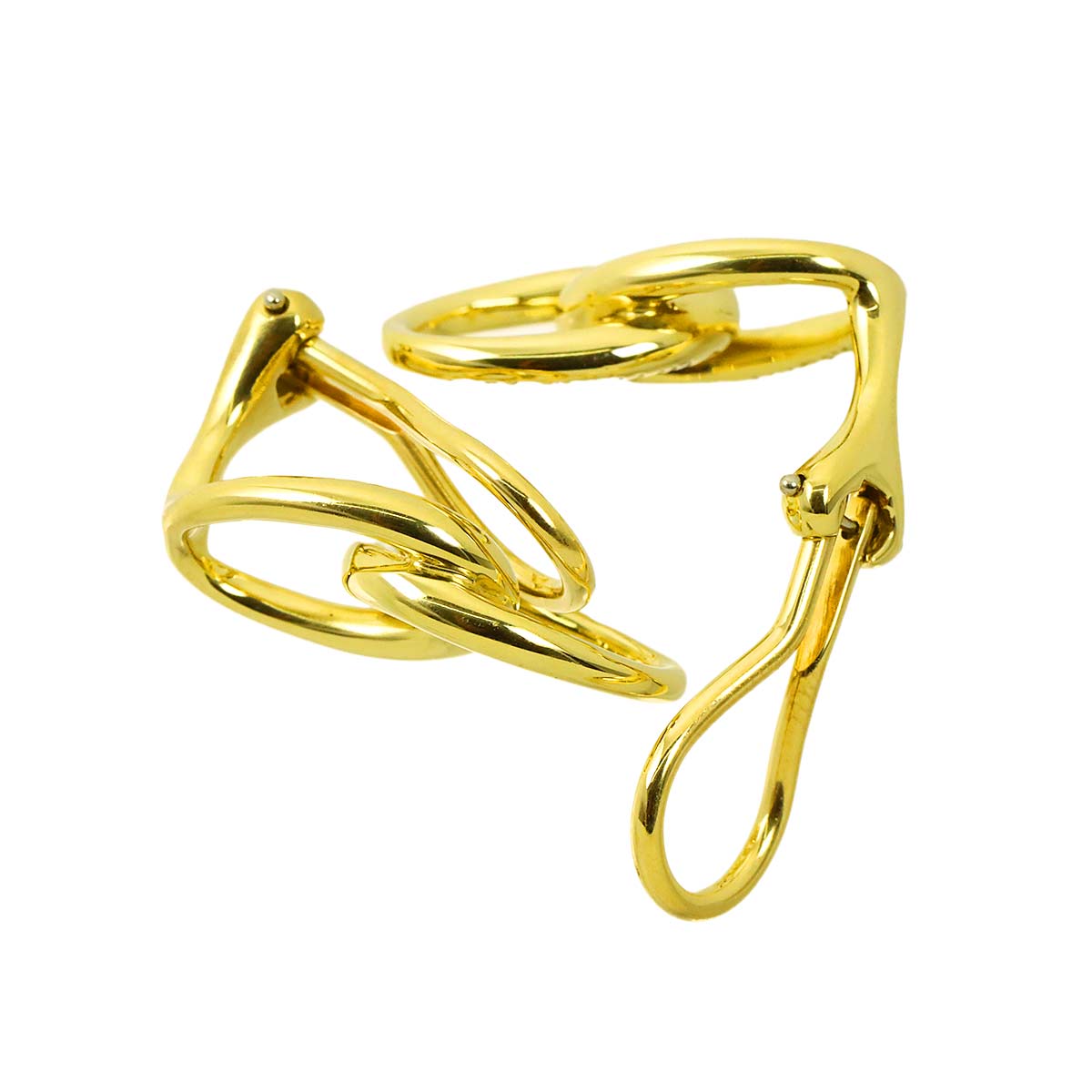 Double loop Earrings Clip on 18K Yellow Gold 750