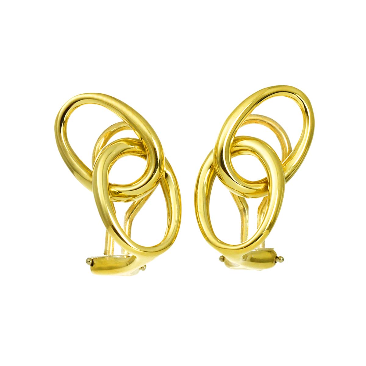Double loop Earrings Clip on 18K Yellow Gold 750
