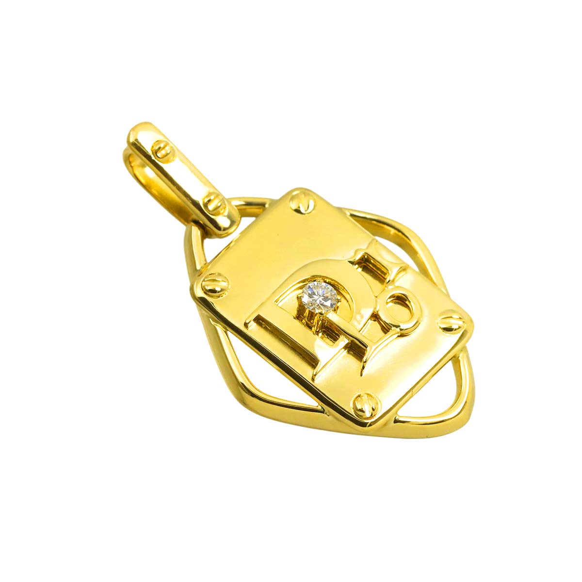 Logo Diamond 0.07ct Pendant Top 18K YG Yellow Gold 750