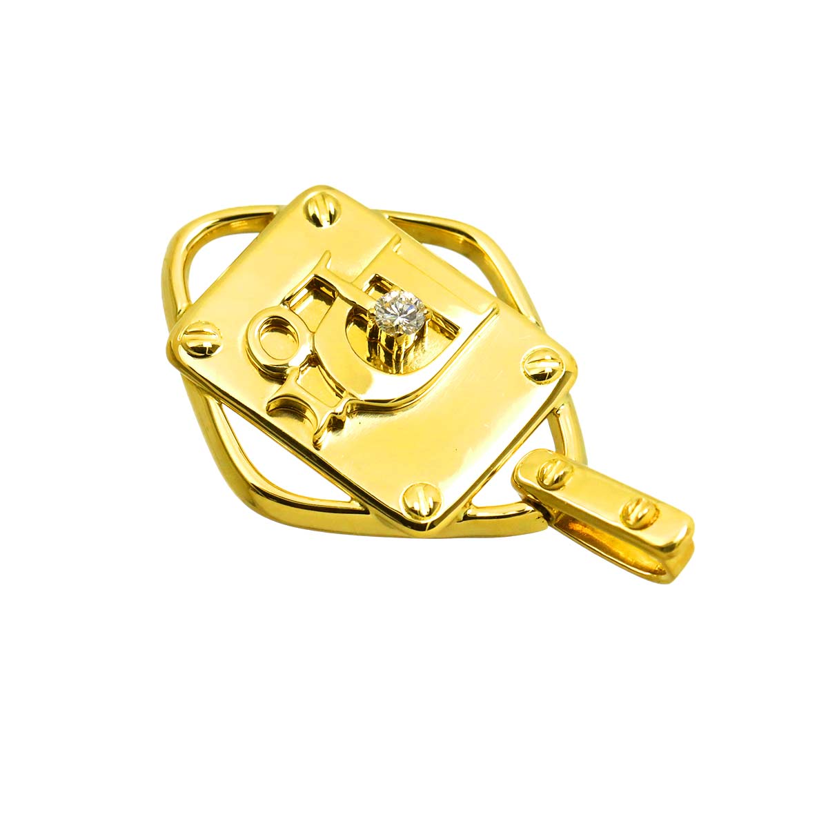 Logo Diamond 0.07ct Pendant Top 18K YG Yellow Gold 750