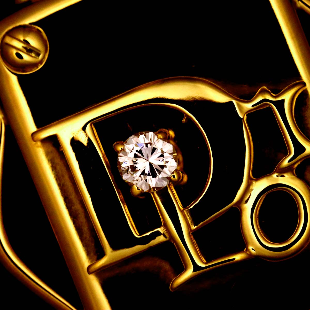Logo Diamond 0.07ct Pendant Top 18K YG Yellow Gold 750