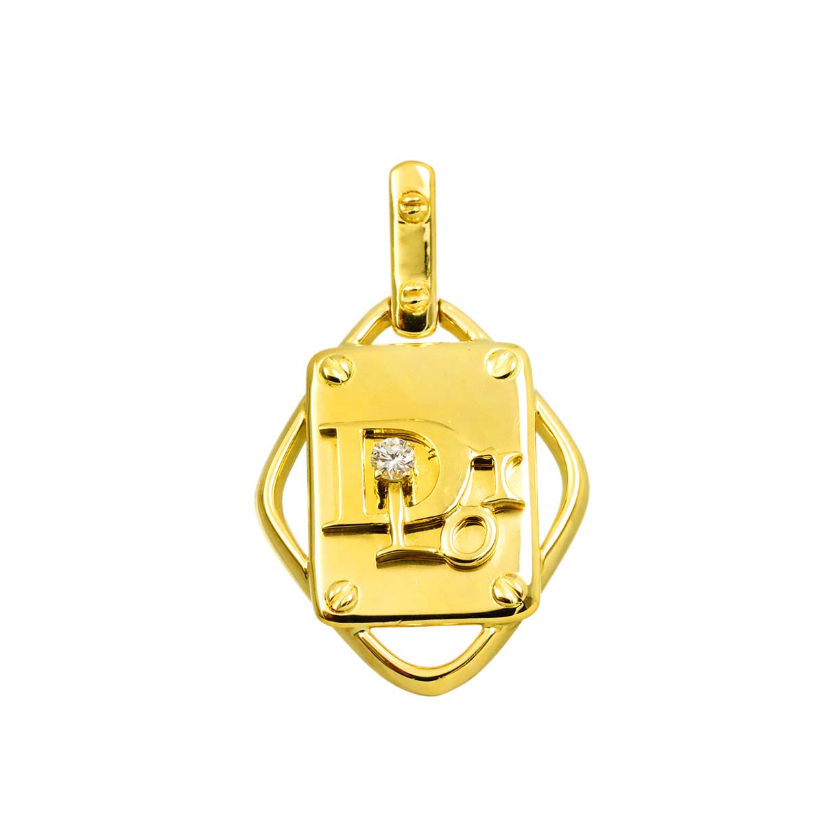 Logo Diamond 0.07ct Pendant Top 18K YG Yellow Gold 750