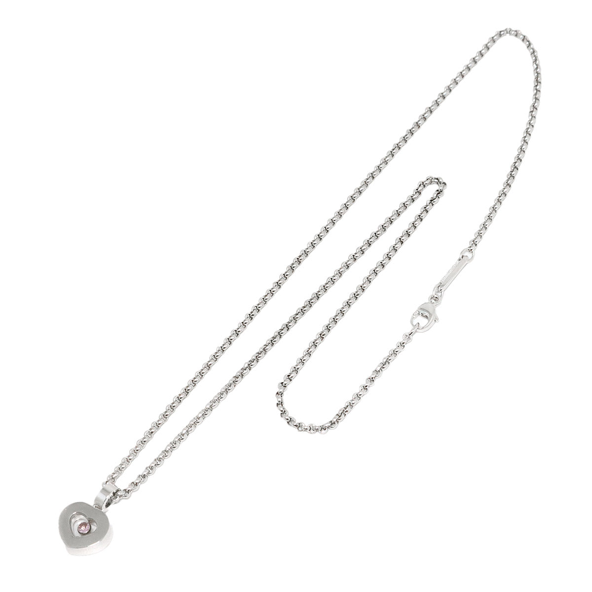 Happy Diamond Sapphire Heart Necklace 18K WG 750