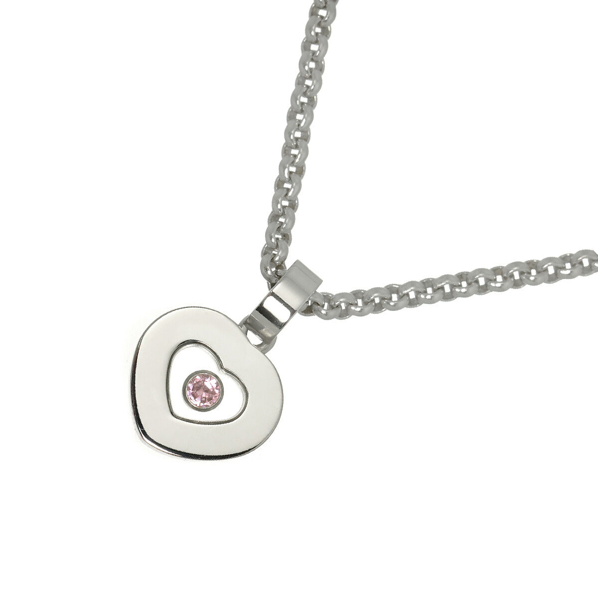 Happy Diamond Sapphire Heart Necklace 18K WG 750