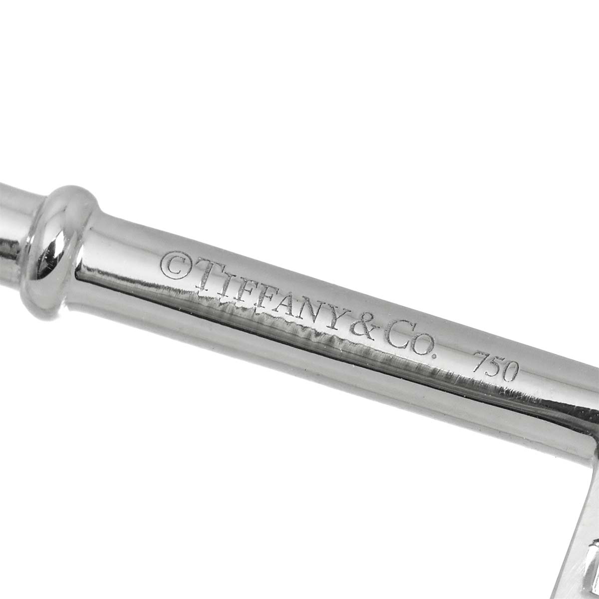 Clover Key Diamond Necklace 18K White Gold 750