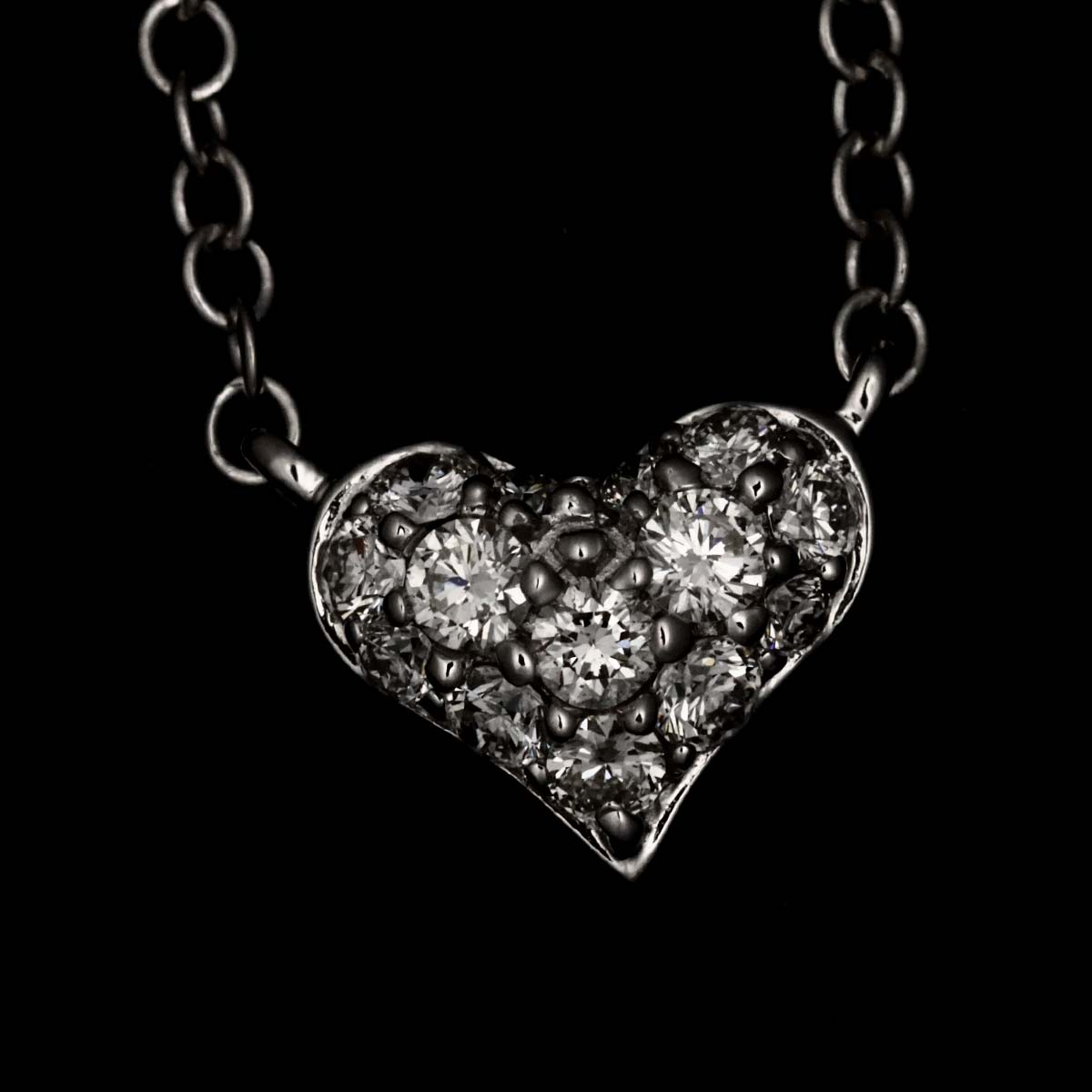 Heart Motif Diamond 0.17ct Necklace 18K White Gold 750