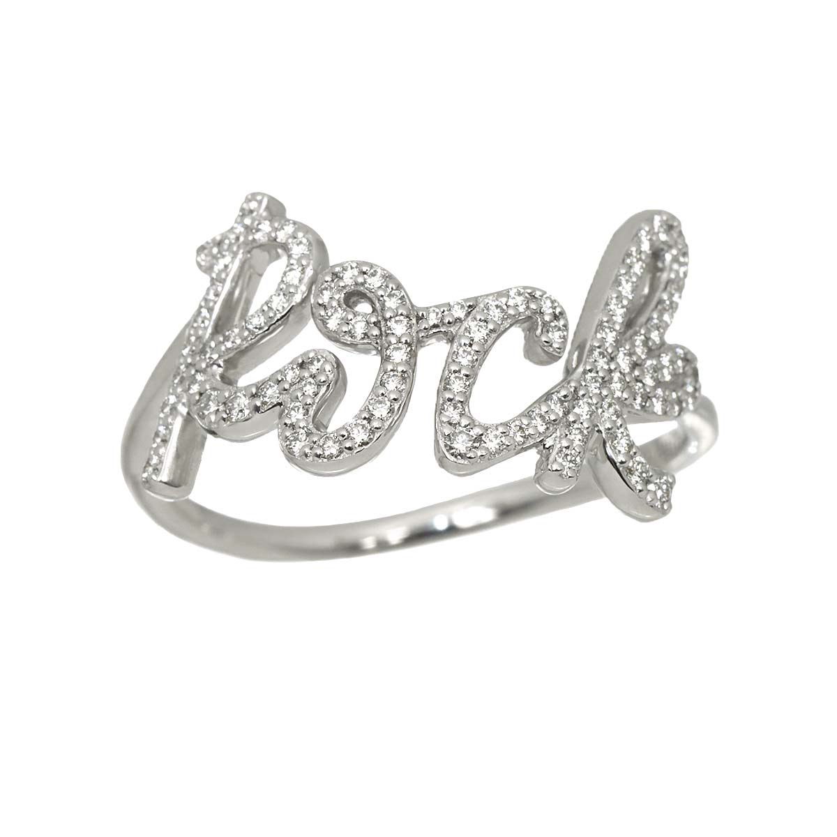 Rock Diamond Ring 18K White Gold 750 size7.5(US)