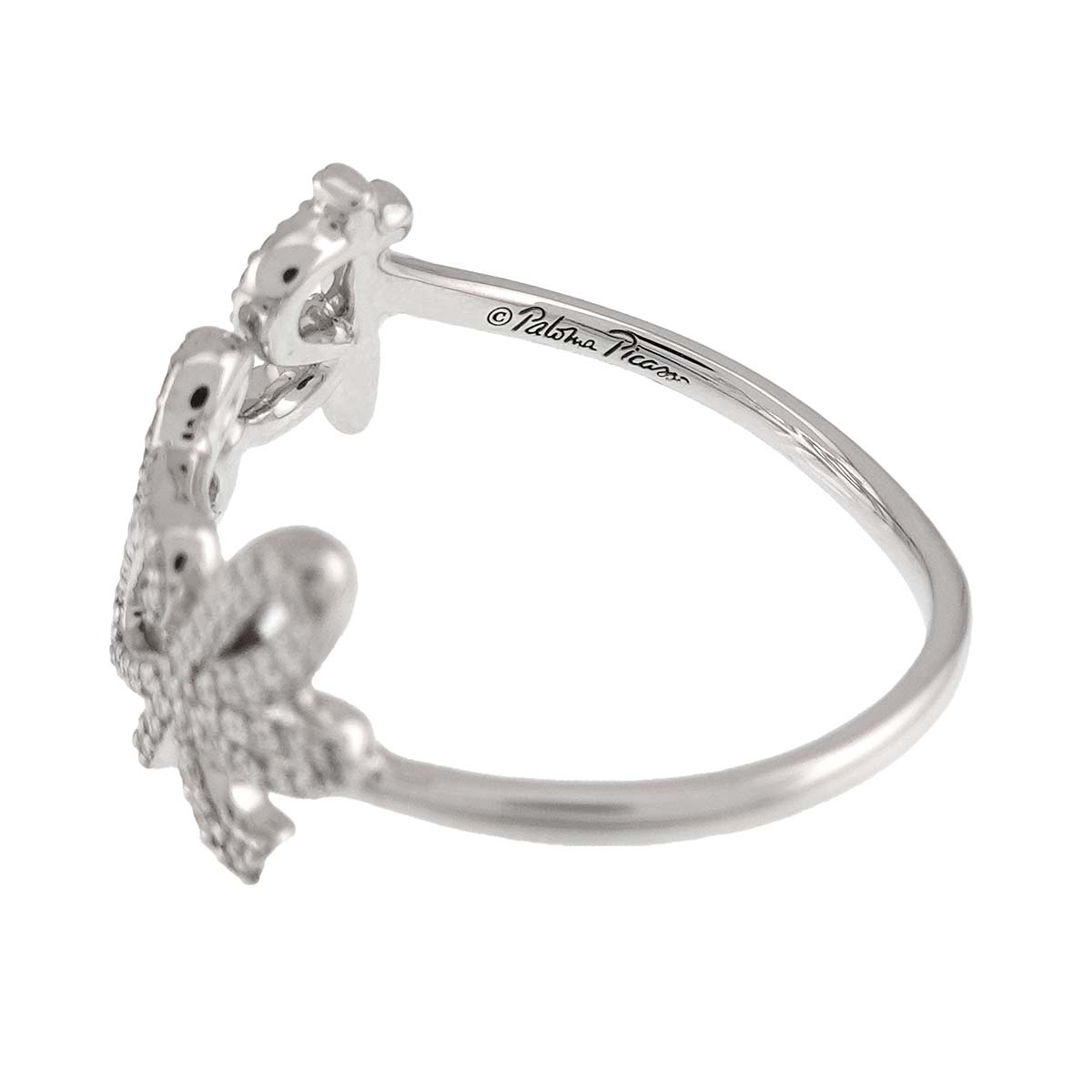 Rock Diamond Ring 18K White Gold 750 size7.5(US)