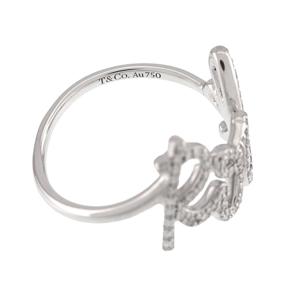 Rock Diamond Ring 18K White Gold 750 size7.5(US)