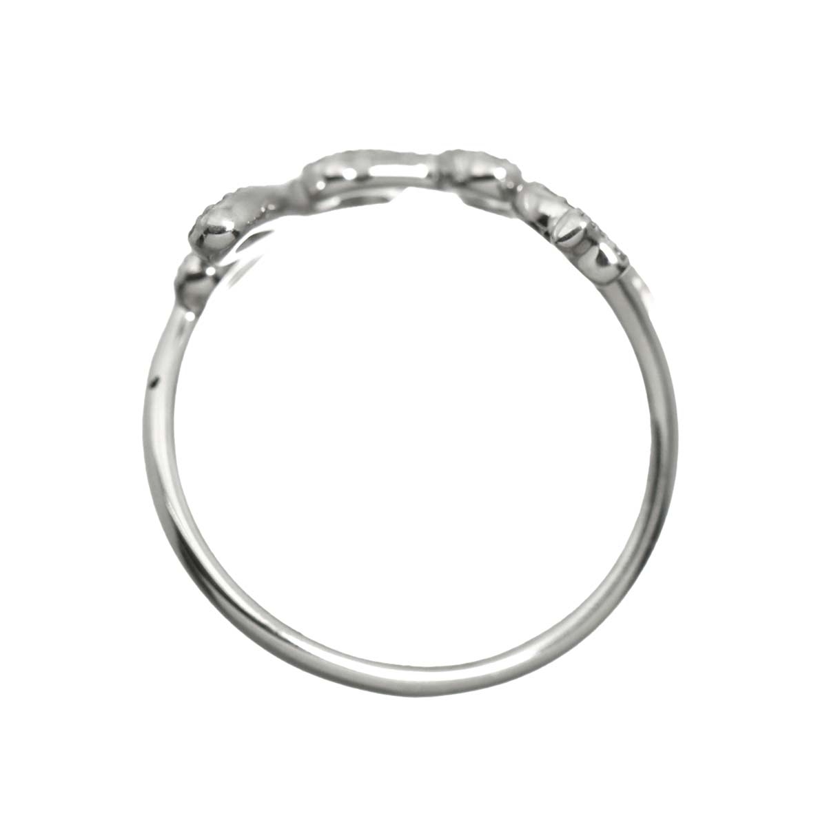 Rock Diamond Ring 18K White Gold 750 size7.5(US)