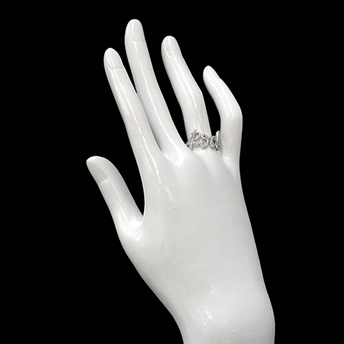 Rock Diamond Ring 18K White Gold 750 size7.5(US)